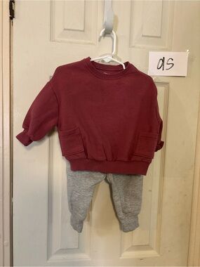 hotter Kids Burgundy Sweatshirt and Gray Joggers Matching Set
